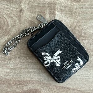 Coach Black & White Bow Wallet with Chain